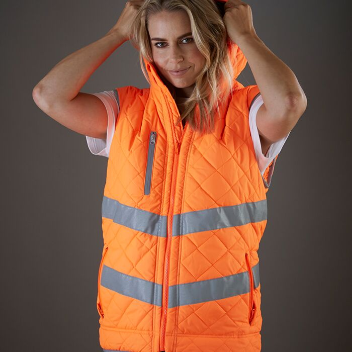 Yoko Hi-Vis Kensington Hooded Gilet Thumbnail